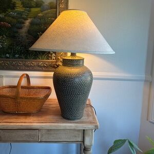 Vintage imported exotic hammered Table Lamp with vintage shade